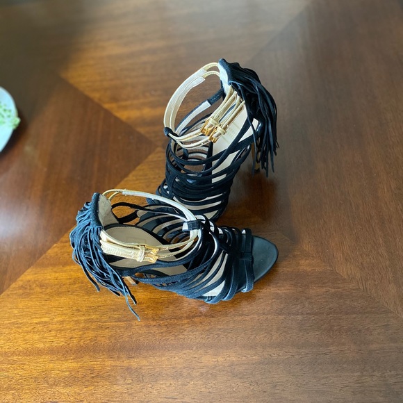 Herve Leger Fabia Black & Gold Sandals - Picture 11 of 14